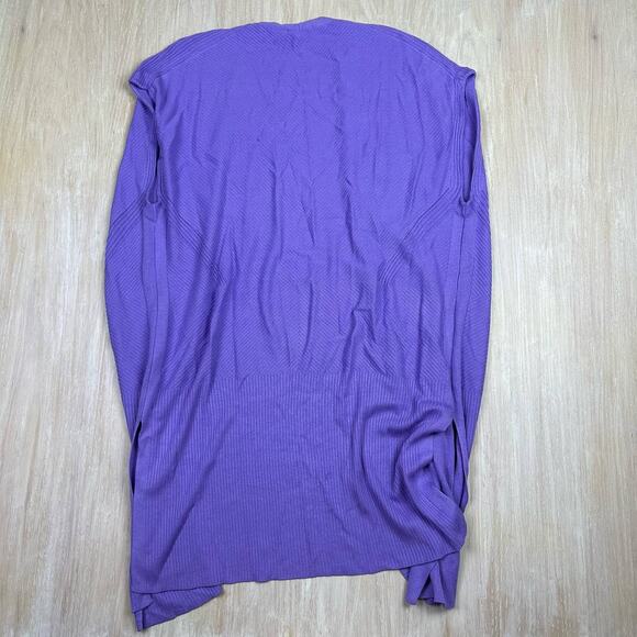Martha Stewart Purple Mix Stitch Open Front Long Cardigan Sweater Size Medium - Picture 5 of 12